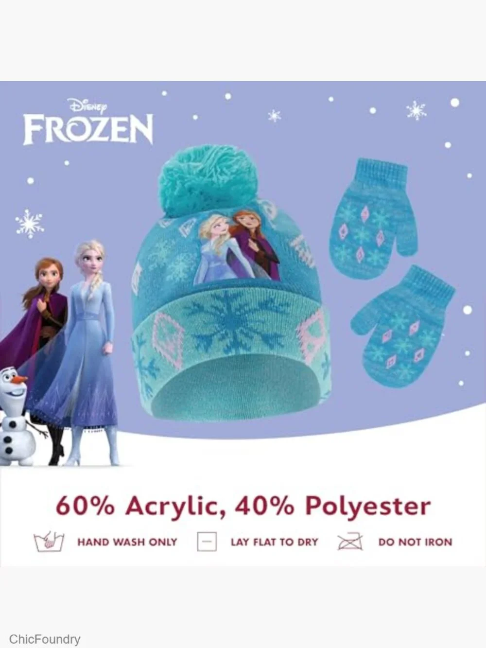 Kids Winter Hat & Mittens Set Frozen Elsa Anna Toddler Beanie Gloves